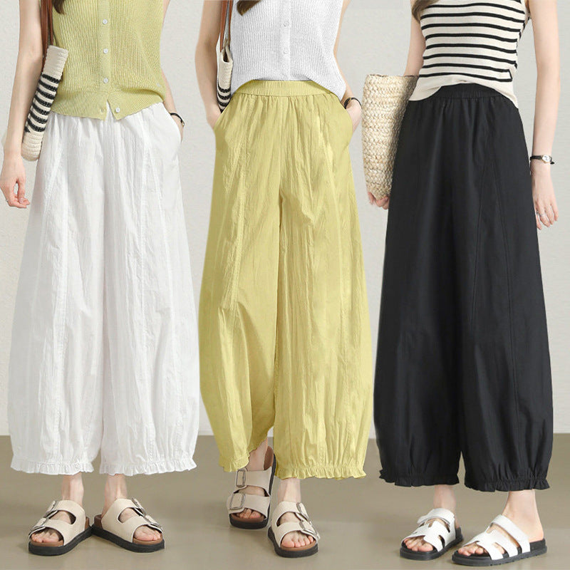 Nine-Legged Trousers Women's Summer Thin 2026 New Loose Straight Air Pants White Trousers