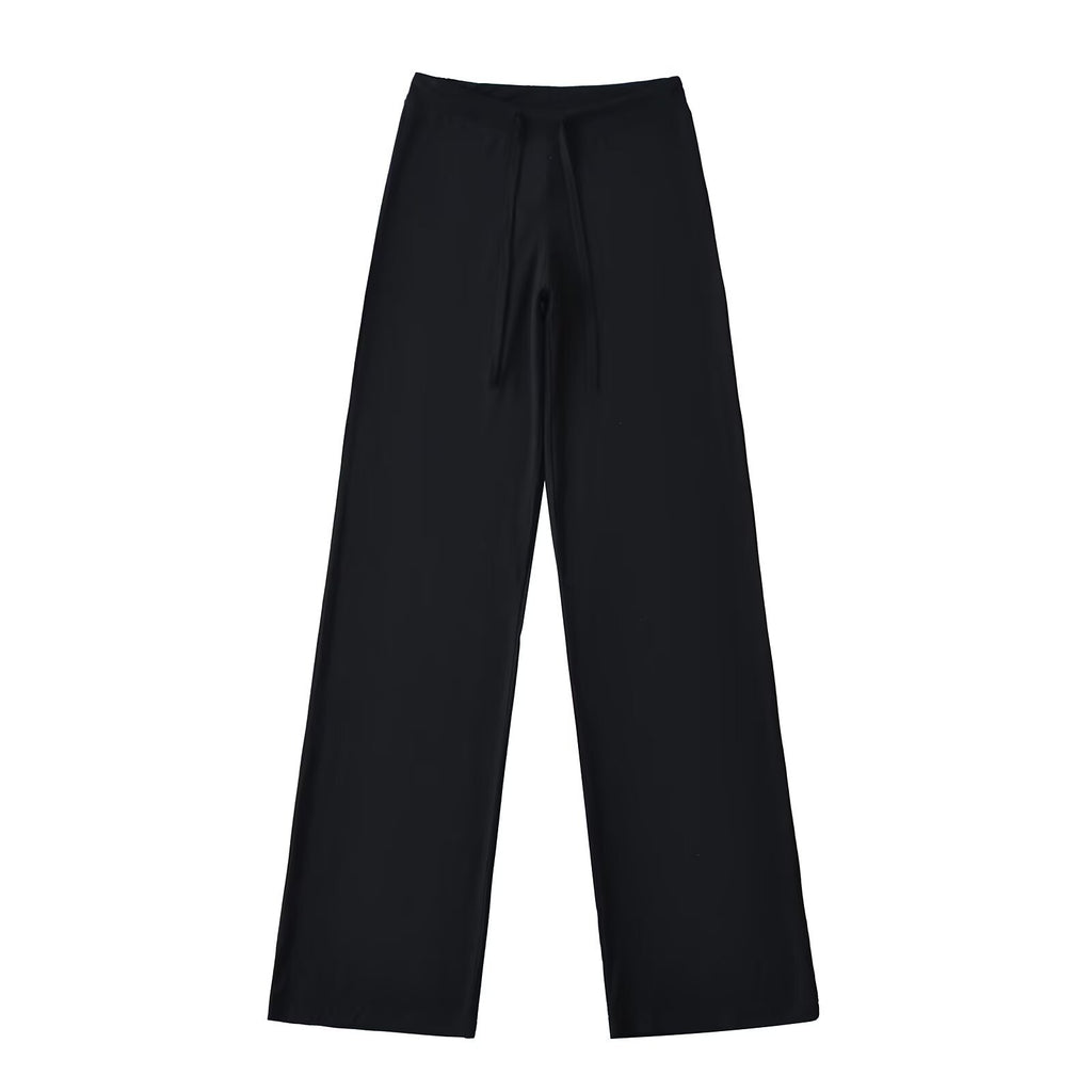 Hottie Summer Thin Drawstring Comfortable Loose Yoga Pants Straight Broad Leg Pants Low Waist Shake Trousers