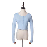 Spring Repair Single-Dcupuncture Knitted Cardigan Short-Sleeved Original Collar Coat Top