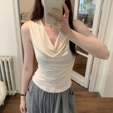 Ins Pure Hottie Sexy Sleeveless Collar Vest T-Shirt Girl Summer New Sweet Hot Shirt