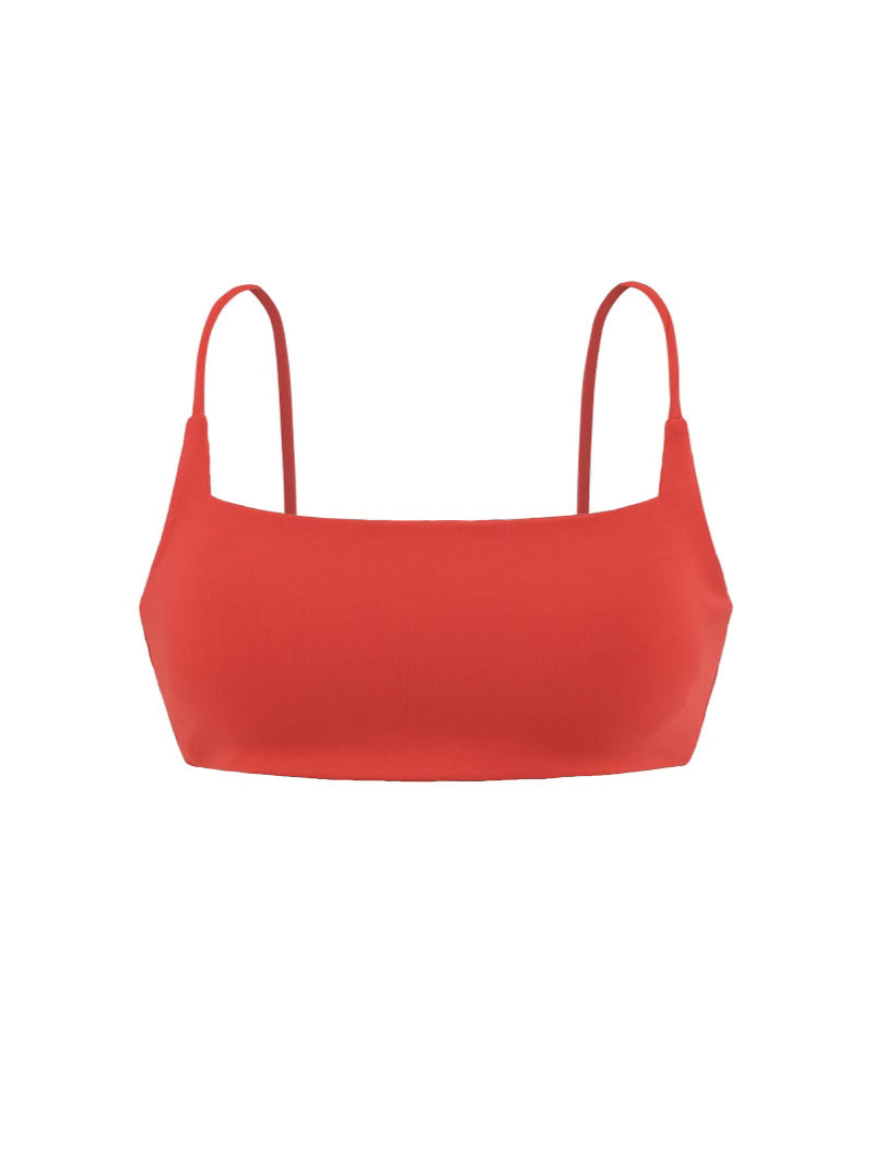 Summer Sexy Hottie Simple Solid Color Plus Pad Small Sling Belt Ultra-Short Top