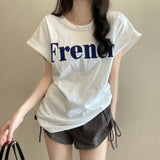 Ins Pure Desire 2026 New Summer Net Red Shoulder Short-Sleeved T-Shirt Loose Women's Tops Appear Thin Bottom Women's T-Shirt