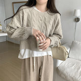 Kaning Fashion Round-Necked Jasmine Knitted Shirt 2026 Autumn And Winter New Blouse With Lazy Wind Sweater