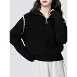 KANING Semi-Zipper Collar Loose Lazy Knitting Shirt 2026 Autumn And Winter New Design Sense Niche Hooded Sweater