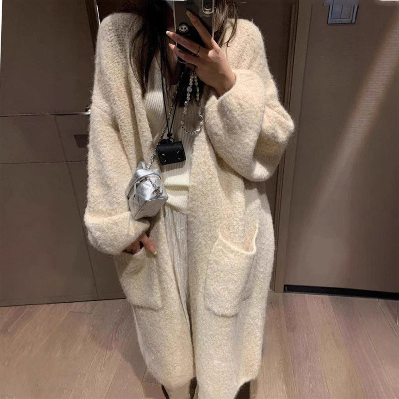 KANING Korean Languid T-Shirt In The Lazy Wind 2026 Autumn Dress New Women's Knee Sweater Long Coat
