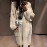 KANING Korean Languid T-Shirt In The Lazy Wind 2026 Autumn Dress New Women's Knee Sweater Long Coat