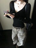 Autumn And Winter With A T-Shirt Slimming Temperament Pure Sexy Hottie Shirt V Collar Knot Long Sleeves Bottom Shirt