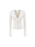 Pure Wind Cutting Line Cashmeal Blouse Slimming Shirt Design Sense Niche Top
