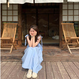White Suspension Dresses Summer New Small Fresh Butterfly Teling Mid-Long First Love Dress Dress Woman