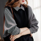 Shirt Women's Autumn 2026 New European Gas Chic Shirt Loose Fake Two High-End Feeling Long-Sleeved Top