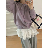 KANING Lazy Wind Bows Solid-Colored Knitted Cardigan 2026 Autumn And Winter New Korean Wearing Sweater Coat Women