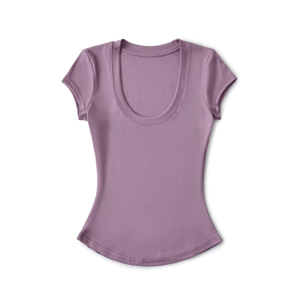 Pure Breeze Summer Cool U Collar Short-Sleeved T-Shirt Thening Waist Thin Bottom Half-Sleeved Top Sexy Comfortable