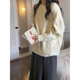 KANING New Year Red Sparrow Sweater Women's New Vintage Lazy Wind Round Collar Knitwear