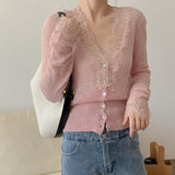 Spring New Lace Sister High-End Knitted Cardigan French Bodywear