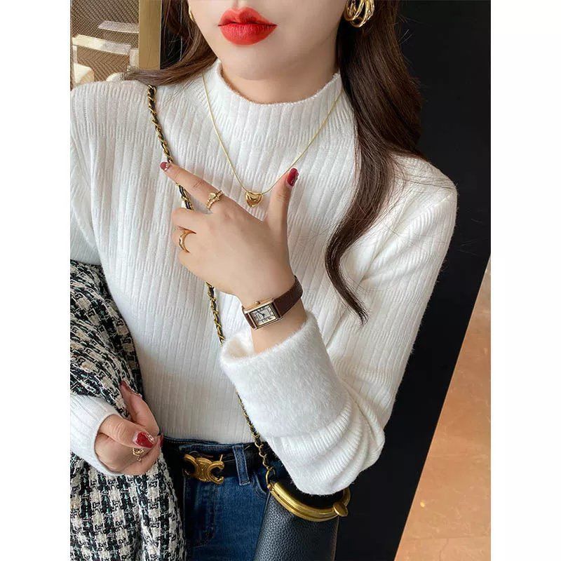 KANING Half-High Collar Plus Thick Sweater 2026 Autumn And Winter New One-Piece Knitted Knitting Shirt