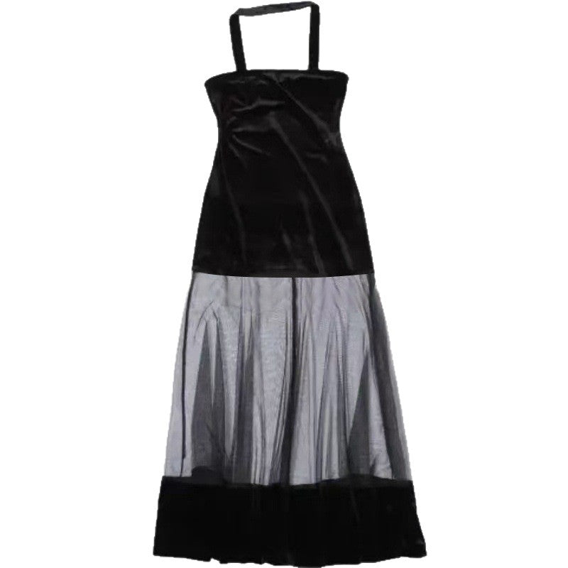 2025 Babes Yarn Design Solid Color Velvet Dress Female Pure Birthday Party Dress Thin Dress