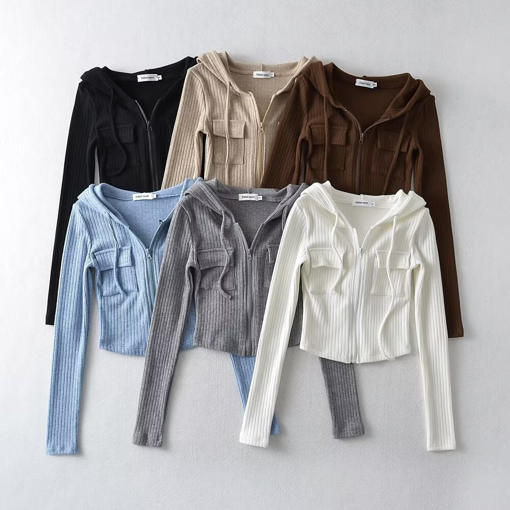 Thick Knitting Pit Hooded Zip-Up Tops Slimy Hottie Hoodie Long Sleeves