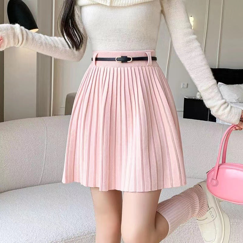 KANING College Wind Knitted Dress 2026 Autumn New Women's High Waist Skinny Casual Short Dress 100-Folded Dress