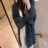 KANING Korean Languid T-Shirt In The Lazy Wind 2026 Autumn Dress New Women's Knee Sweater Long Coat