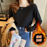 Kaning Round Collar Hooded Plus Velvet Thick Sweater Women 2026 Autumn And Winter New Solid Color Bottoming Shirt With Knitwear