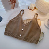 KANING Korean Version Of Sling Knitted Vest 2026 Autumn New V-Neck Vest Folded Knitted Shirt