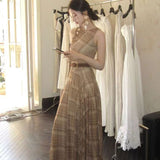 Vintage Sleeveless Vest Dress Female Summer Temperament Dress Dress Slim Dress Thin Waist A-Word Skirt