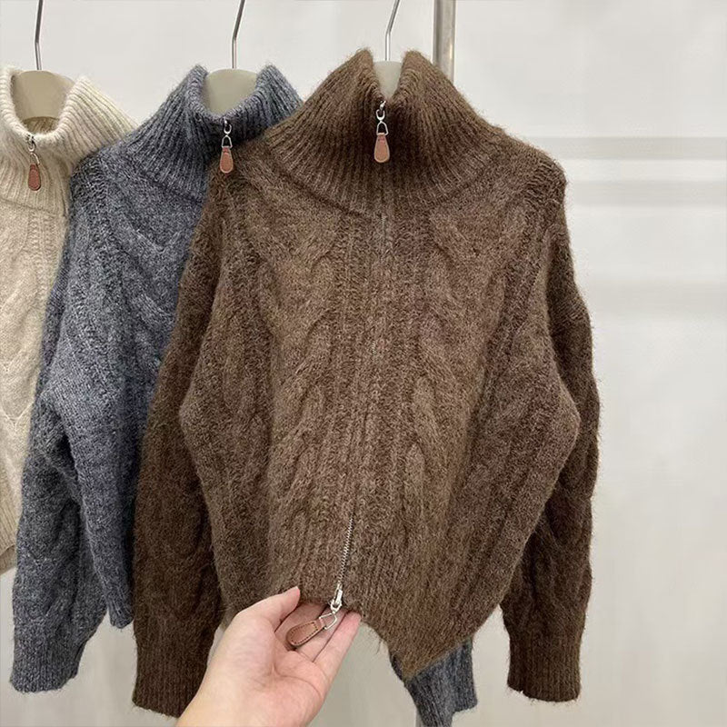 KANING Solid Color Lazy Windy Sweater 2026 Autumn And Winter New Thick Collar Knit Coat Woman