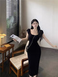 French Pure-Want-Style Bag Hip Dress Summer 2025 New Open Fork Dress Sexy Dress Woman