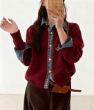 2026 New Net Red The Same Girl Knitting Two Splicing Tops Fashion Cardigan