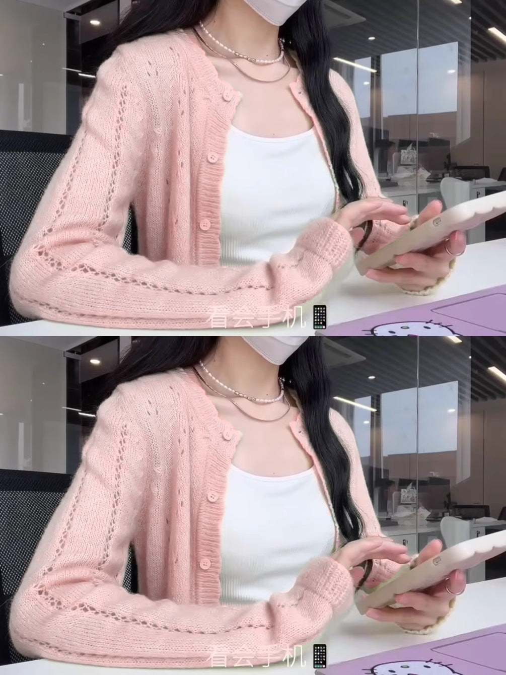 KANING Autumn New Green Hollow Short Knitted Cardigan Women 2026 Autumn Dress Small Outside Sun Protection Shirt