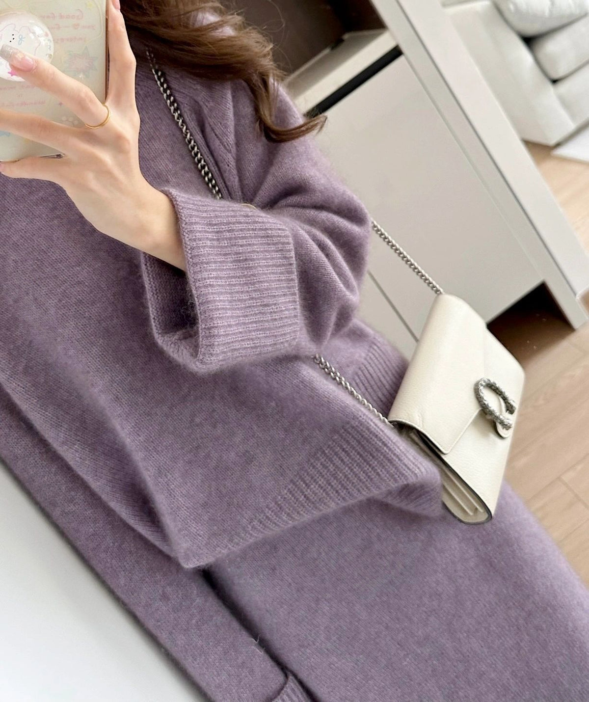 KANING Fashion Sweater Knitted Dress Two-Fash 2026 Autumn New Purple Jersey Sweater Knitted Set For Women