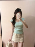 New Summer French Suit Women's Casual Style Short Sleeves On The Body T-Shirt Temperament Wave Half Body Skirt Two