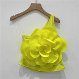 Pure Babes Three-Dimensional Big Flower Collar One-Shoulder Sling Sling Vest Outside The Woman Wears A Suit Of Thin And Exposed Backwear