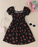 Temu Fashion Elegant Print V-Neck Dress Summer New A-Word Short Skirt
