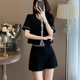 Summer Women's Temperament Goddess Fan High-End Small Fried Street Age-Old Fashion Style Shorts Two-Set #905