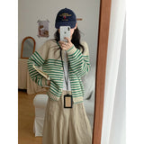 KANING Korean Version Of Round-Neck Striped Knitted Jersey 2026 Autumn And Winter New Loose Sweater Jacket