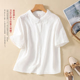 2026 New Jutwear Embroidered Cotton Shirt Women's Ocean Full Cotton Lady Shirt Lace Collar