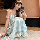 Seaside Holiday Striped Slinged Dress Woman 2025 Summer New French Temperament Loose Little Man Dress