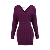 Yu Sister Hottie Temperament Thin V-Neck Knitted Dress Woman 2025 Autumn And Winter New Pure Want To Pack In The Hips Short Skirt