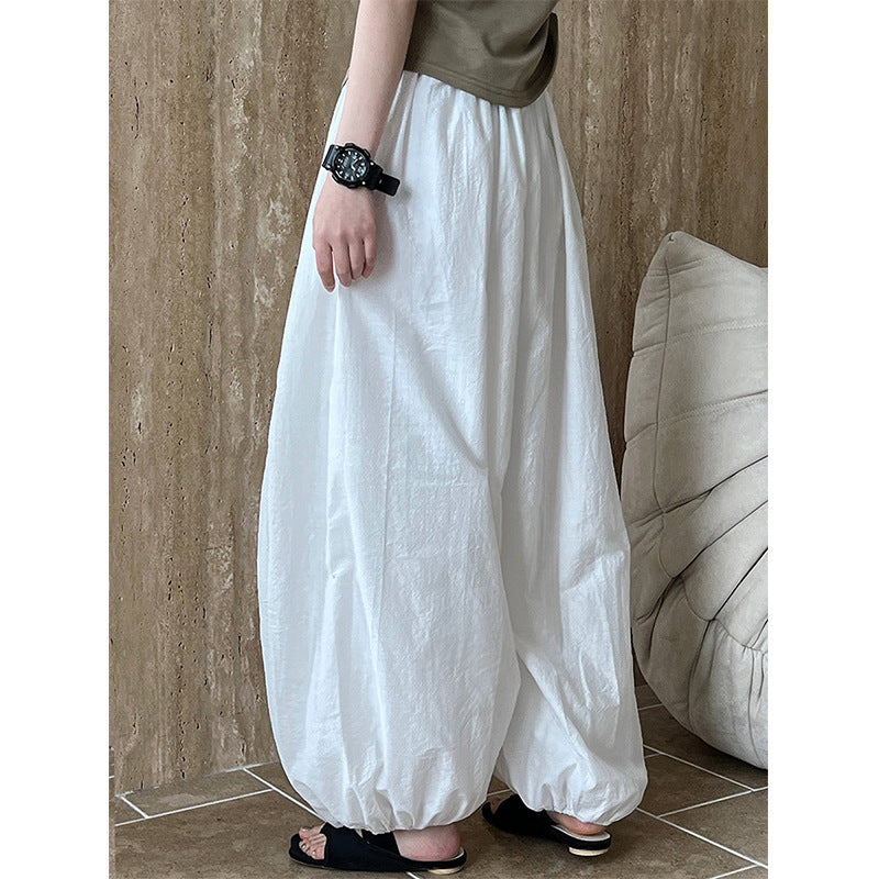 Summer Japan And South Korea New Large-Size Loose Lantern Trousers Women's Design Wide Leg Pants Cotton Trousers