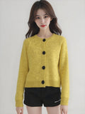 KANING French Round-Neck Short Knitted Cardigan Women 2026 Autumn New Design Button Sweater Short Coat