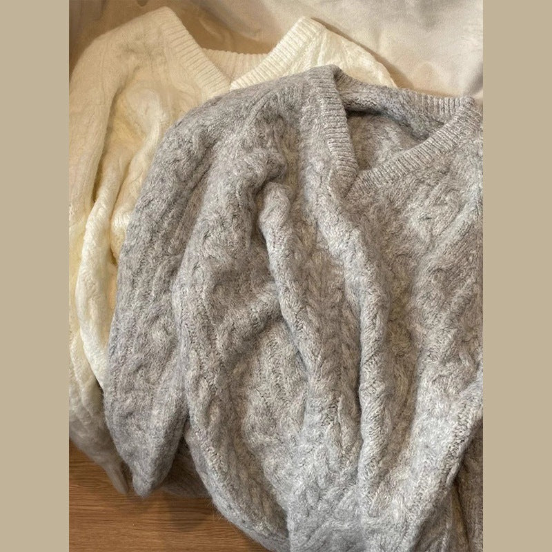 Kaning Lazy Wind V Lame V Lame Sweater Female 2026 Autumn And Winter New Soft-Creinating Loose Knitted Shirt Top