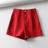 Honey Ass Denim Shorts Women Summer Solid Color Repair Tight Shorts High-Waist Elastic Casual A Word Hot Pants