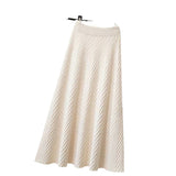 KANING Design Sense Autumn And Winter Long Knitted Skirt Women Loose Waist Solid Color A Word Texture Half Skirt