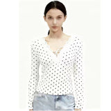 Fashion Hottie Sexy Lace Side Splicing Long-Sleeved T-Shirt Girl Spring Design Slimming Thin Bottom Shirt Top