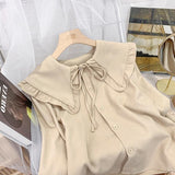 Lotus-Side Doll-Collar Wick Long-Sleeved Shirt Women's Autumn Design Small French Retro Chic Folded Clothes