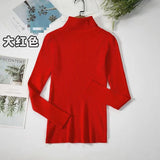 Spring And Autumn Blouse New Korean Version Of The Slime With High-Necked Long-Sleeved Bottom Shirt Thin Sweater Knitted Sweater Tide
