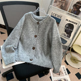 KANING French Round-Neck Short Knitted Cardigan Women 2026 Autumn New Design Button Sweater Short Coat