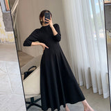 Black Dress Round Neck Long Sleeve Korean Version Of The New Autumn 2025 Sexy Temperament To Show The Skinny Dress