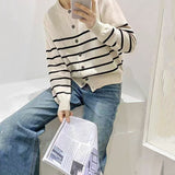 KANING Round Korean Striped Knitted Cardigan Women 2026 New Women's Single-Dcupy Sweater Cardigan